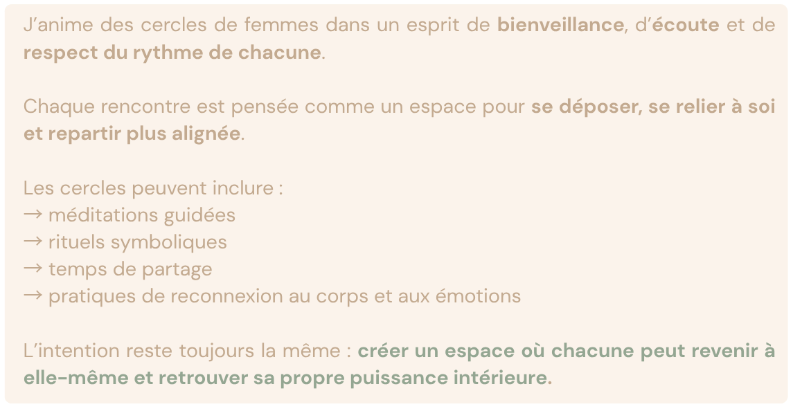 cercle de femme frejus saint raphael paris roquebrune sur argens bienveillance méditation 83 rituels